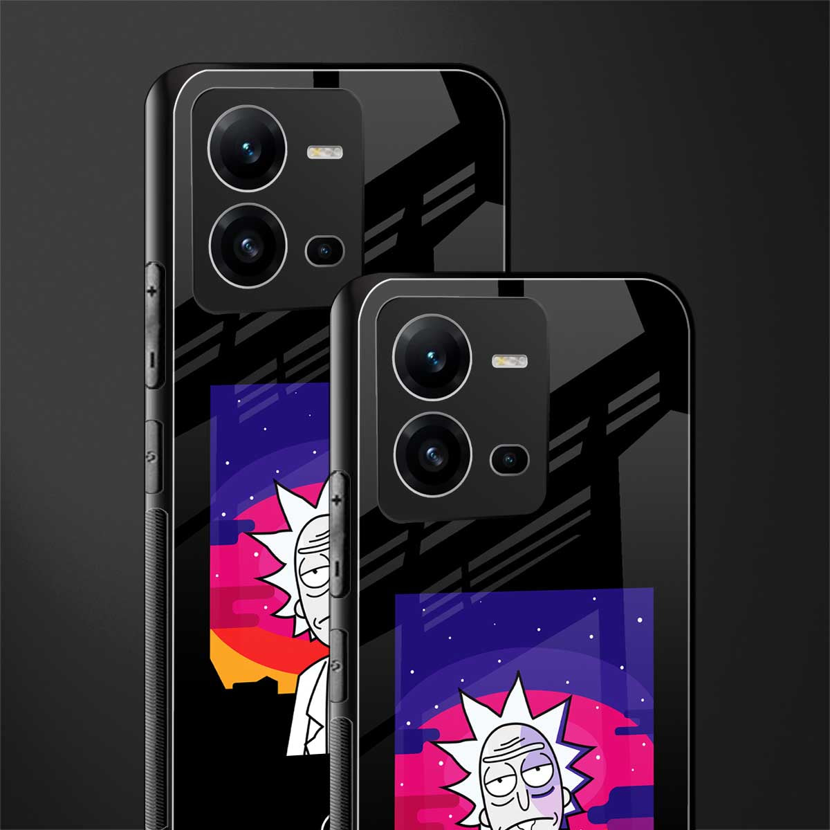 trippy rick sanchez back phone cover | glass case for vivo v25-5g