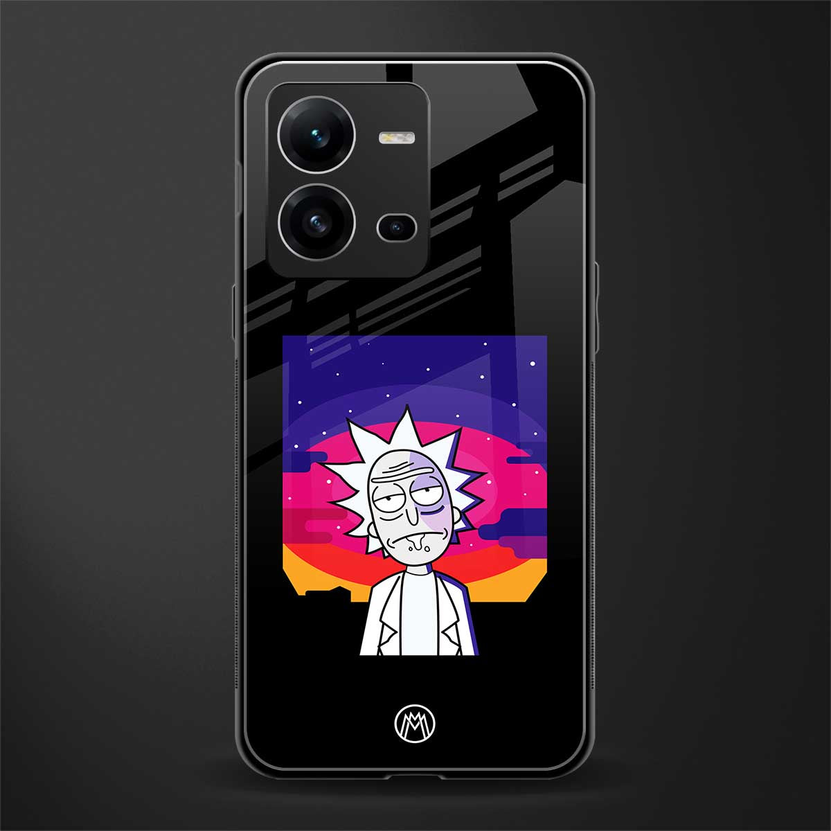 trippy rick sanchez back phone cover | glass case for vivo v25-5g