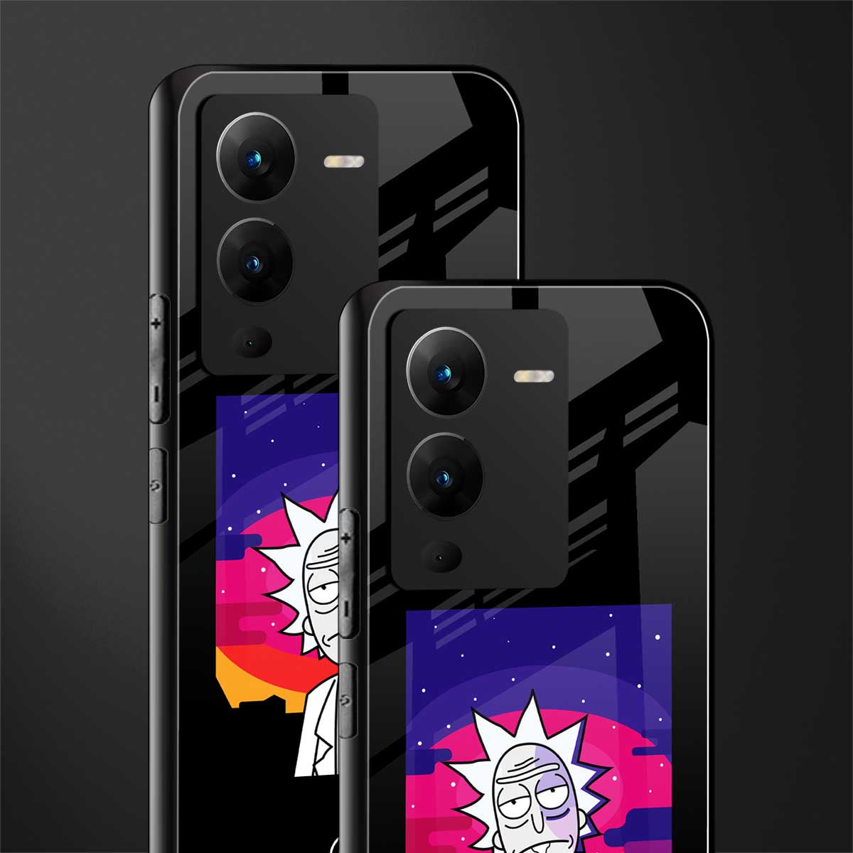 trippy rick sanchez back phone cover | glass case for vivo v25 pro 5g