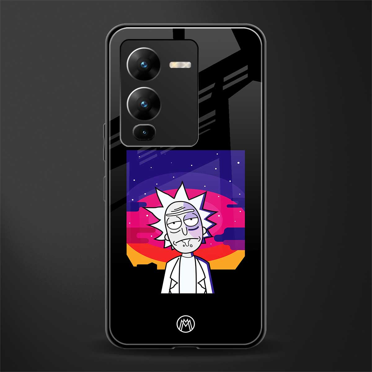 trippy rick sanchez back phone cover | glass case for vivo v25 pro 5g