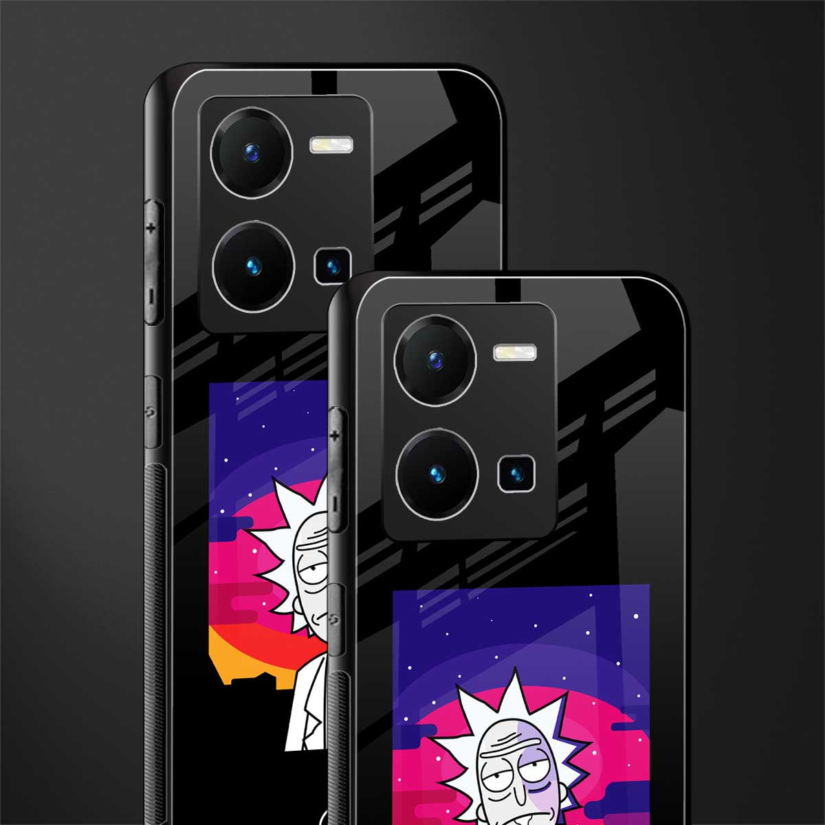 trippy rick sanchez back phone cover | glass case for vivo y35 4g