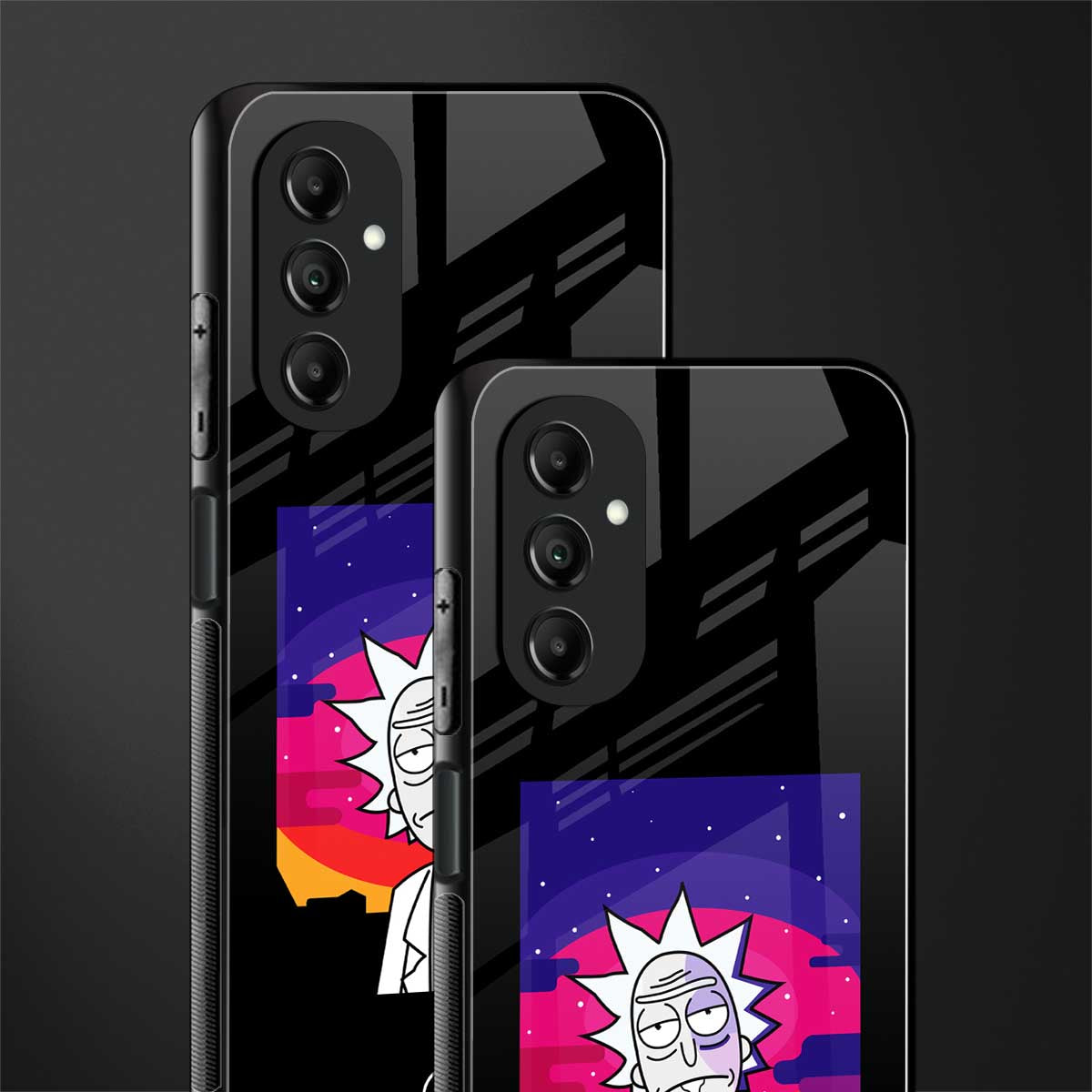 trippy rick sanchez back phone cover | glass case for samsung galaxy a14 5g