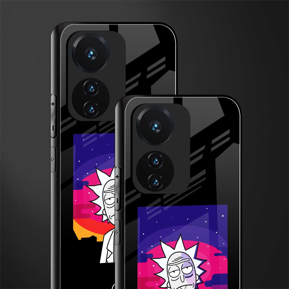 trippy rick sanchez back phone cover | glass case for vivo t1 44w 4g