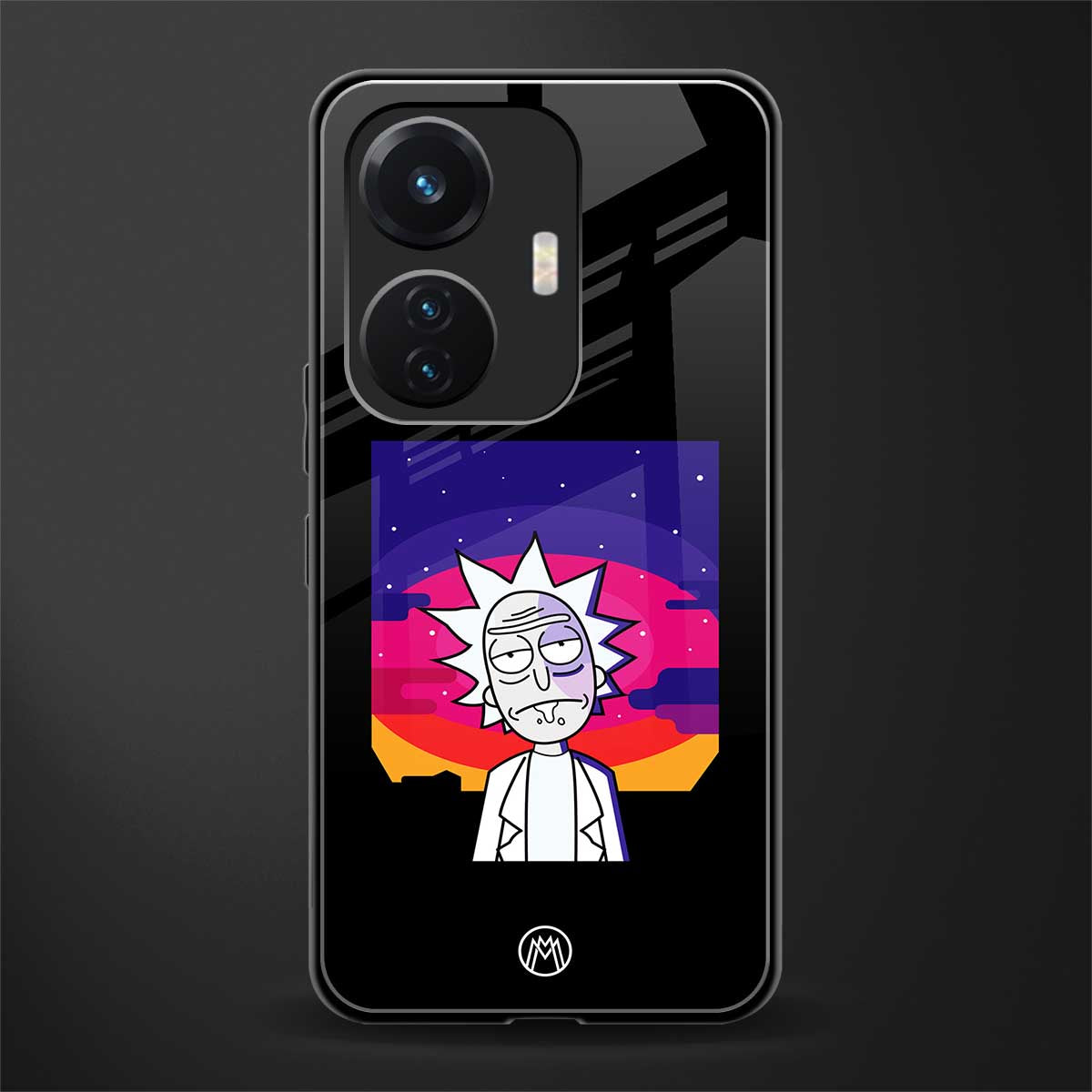 trippy rick sanchez back phone cover | glass case for vivo t1 44w 4g