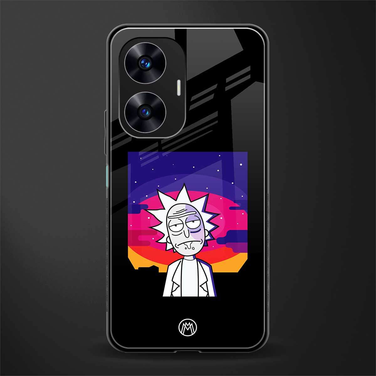 trippy rick sanchez back phone cover | glass case for realme c55
