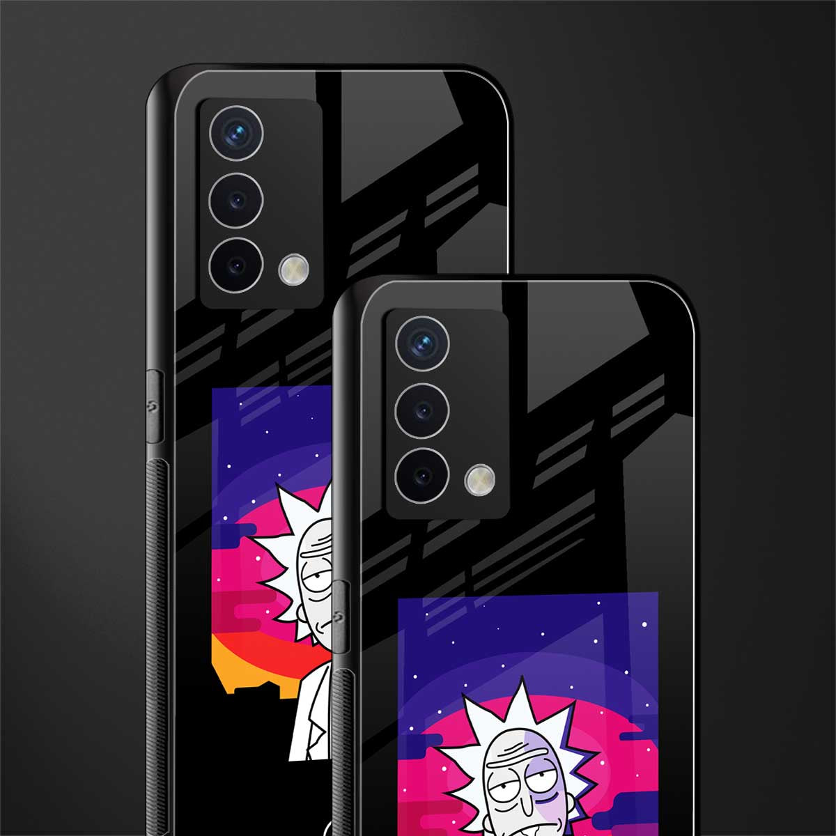 trippy rick sanchez back phone cover | glass case for oppo a74 4g