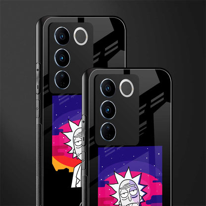 trippy rick sanchez back phone cover | glass case for vivo v27 pro 5g