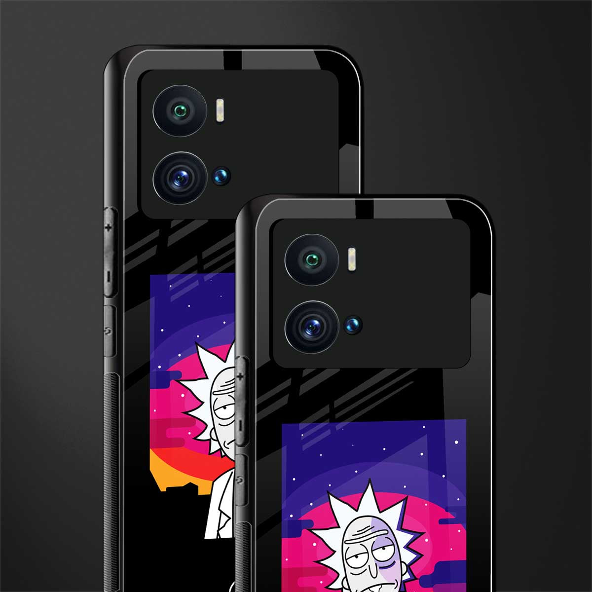 trippy rick sanchez back phone cover | glass case for iQOO 9 Pro