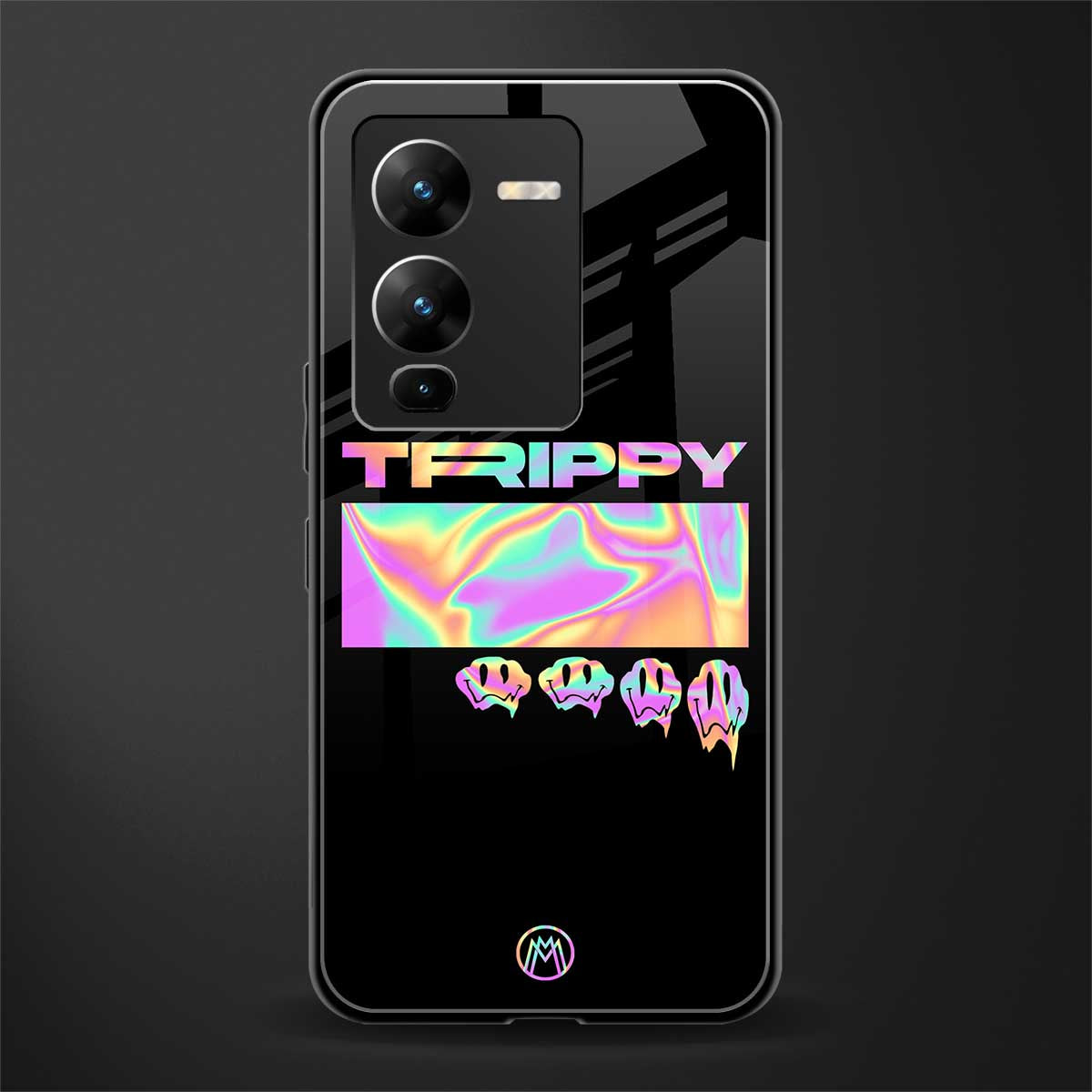 trippy trippy back phone cover | glass case for vivo v25 pro 5g