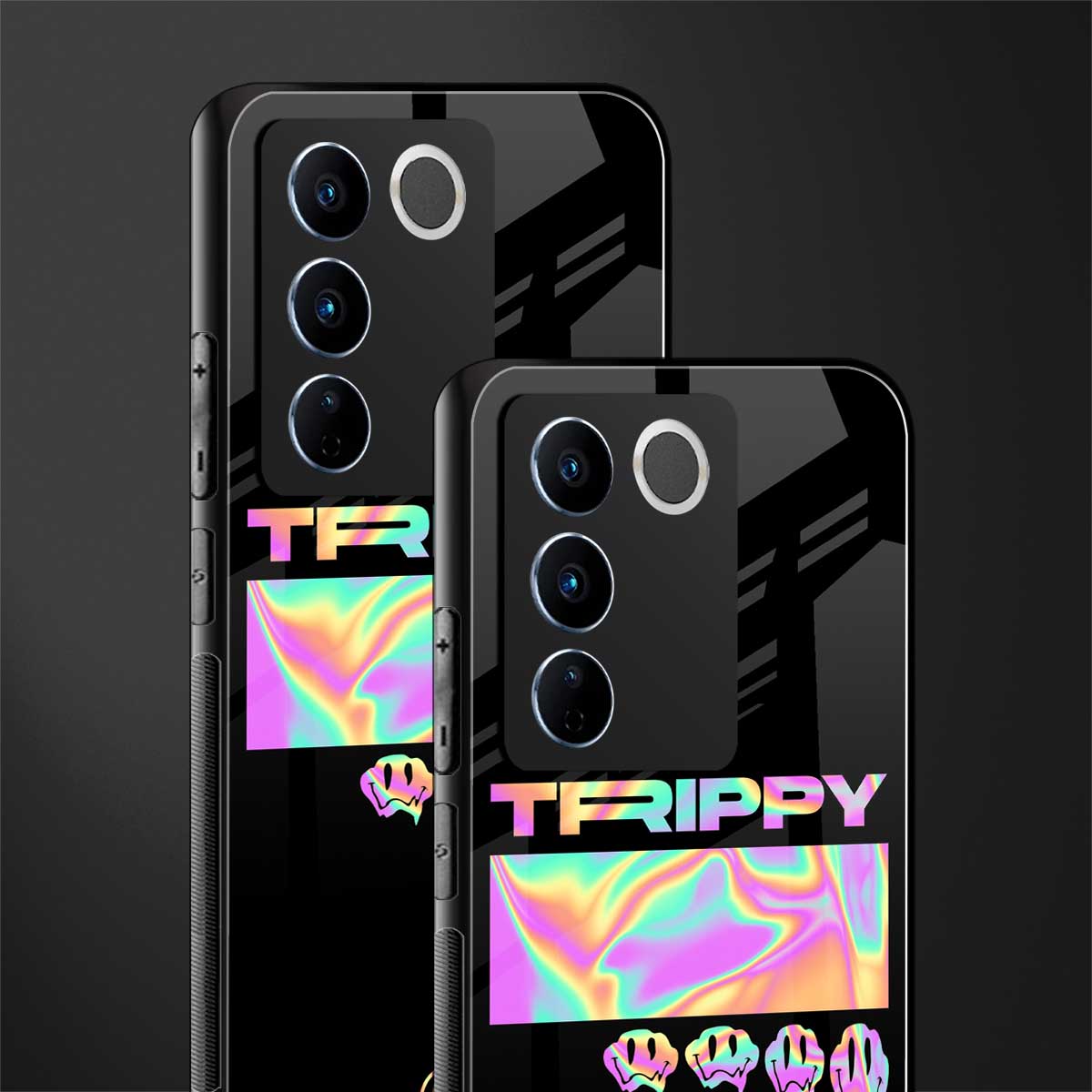 trippy trippy back phone cover | glass case for vivo v27 pro 5g