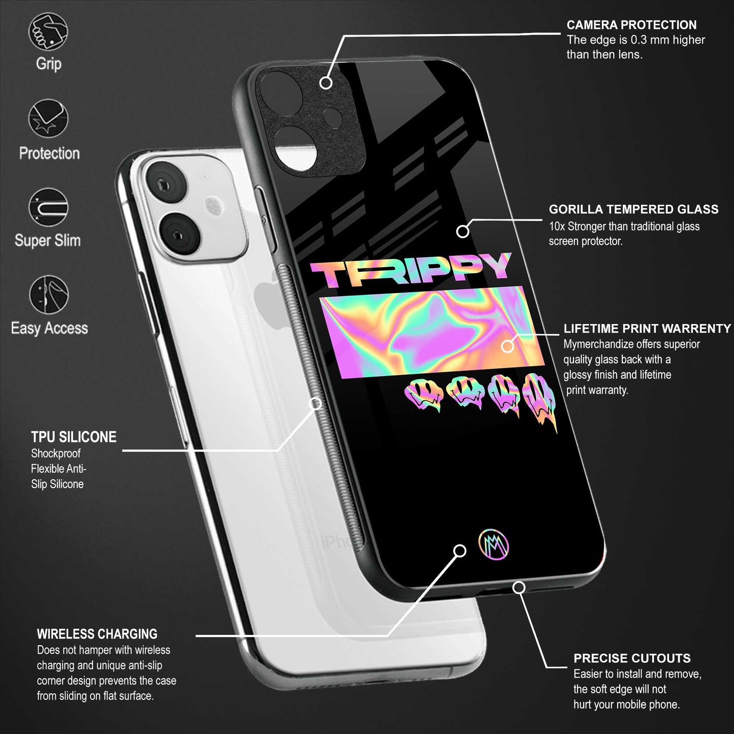 trippy trippy back phone cover | glass case for samsung galaxy a54 5g