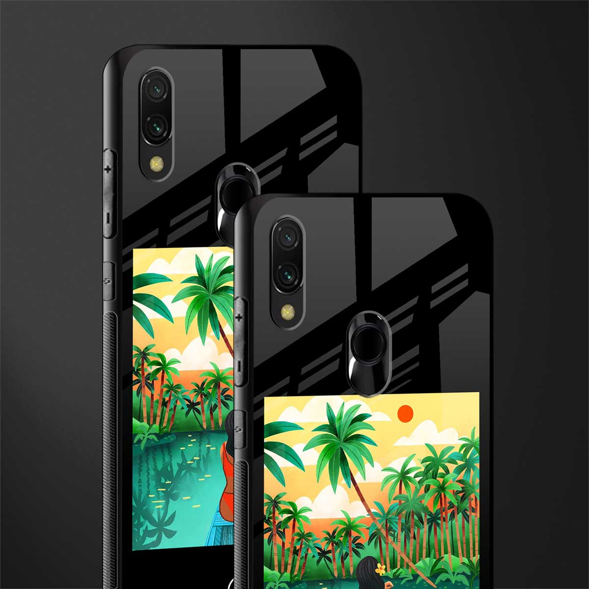 tropical girl glass case for redmi y3 image-2