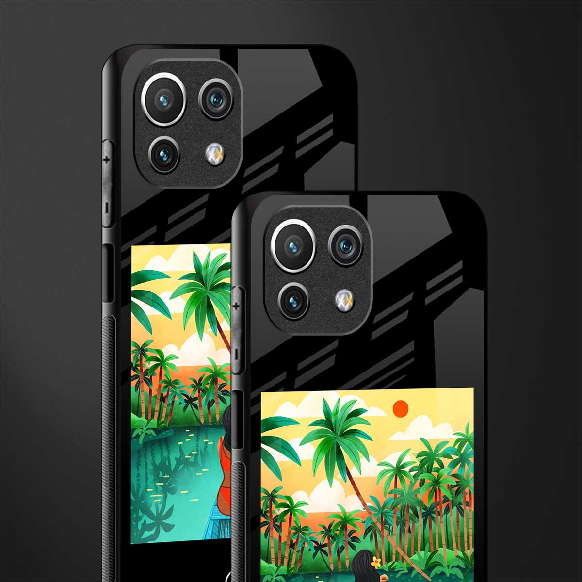 tropical girl glass case for mi 11 lite image-2