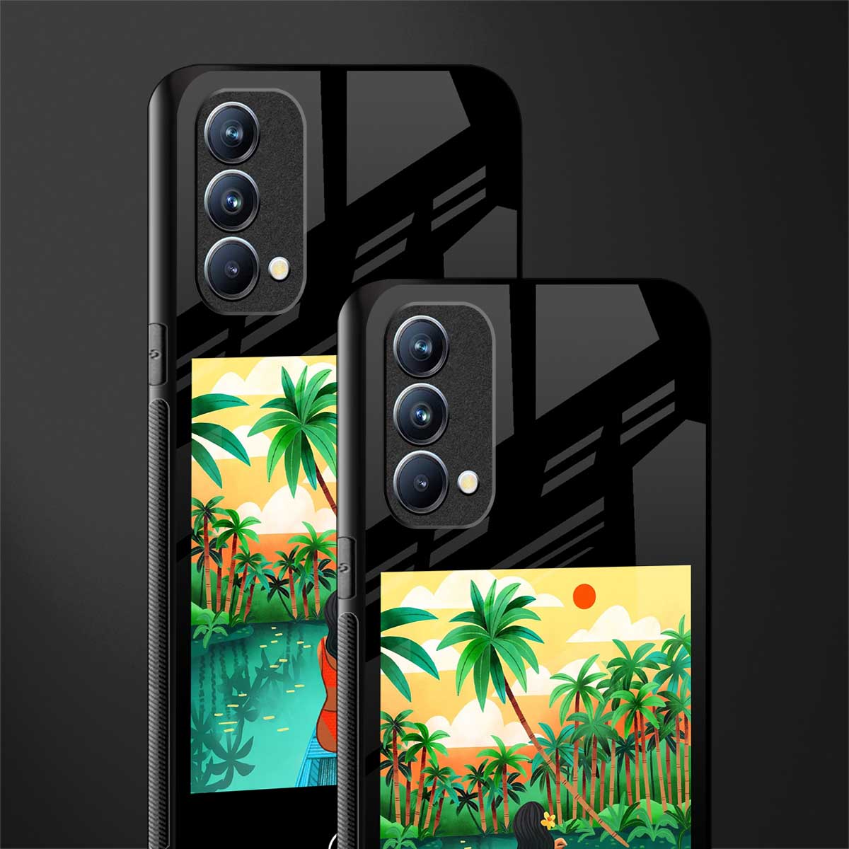 tropical girl glass case for oppo f19 image-2