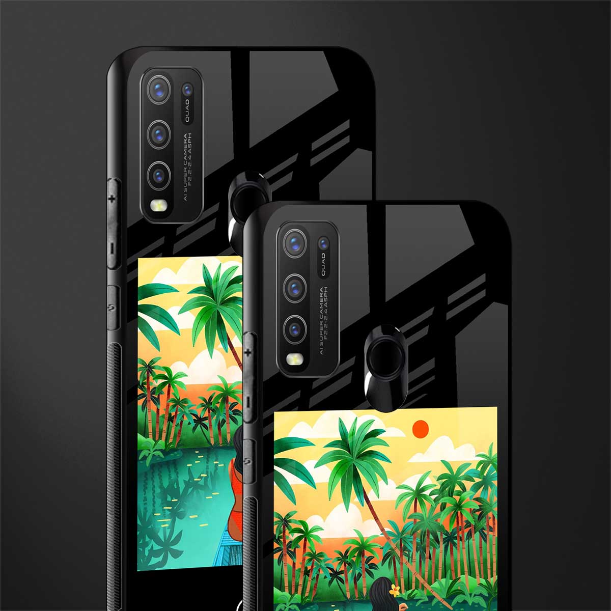 tropical girl glass case for vivo y50 image-2