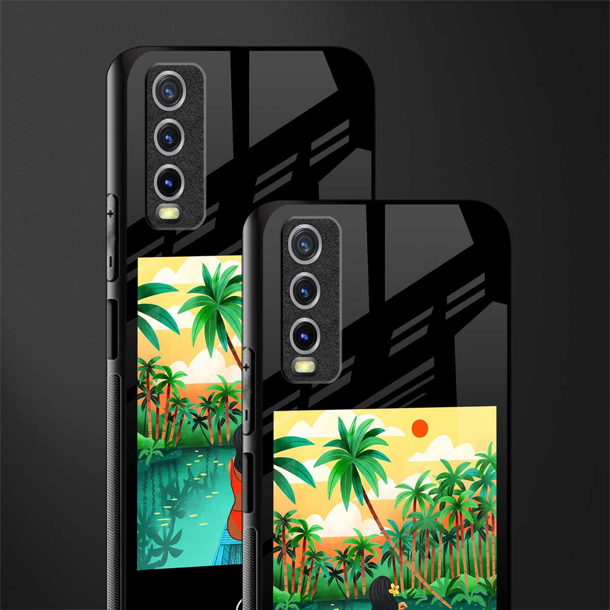 tropical girl glass case for vivo y20 image-2