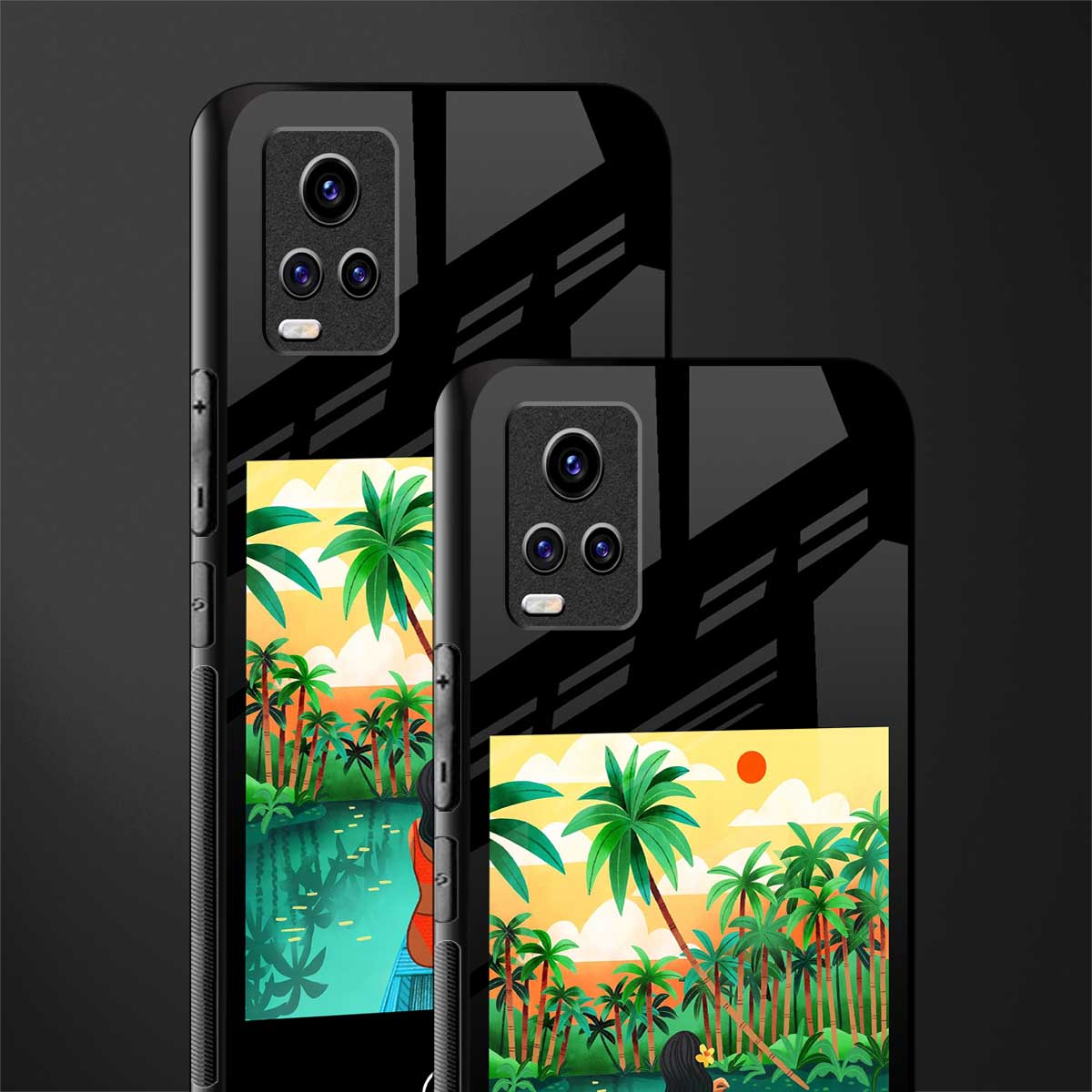 tropical girl glass case for vivo v20 image-2