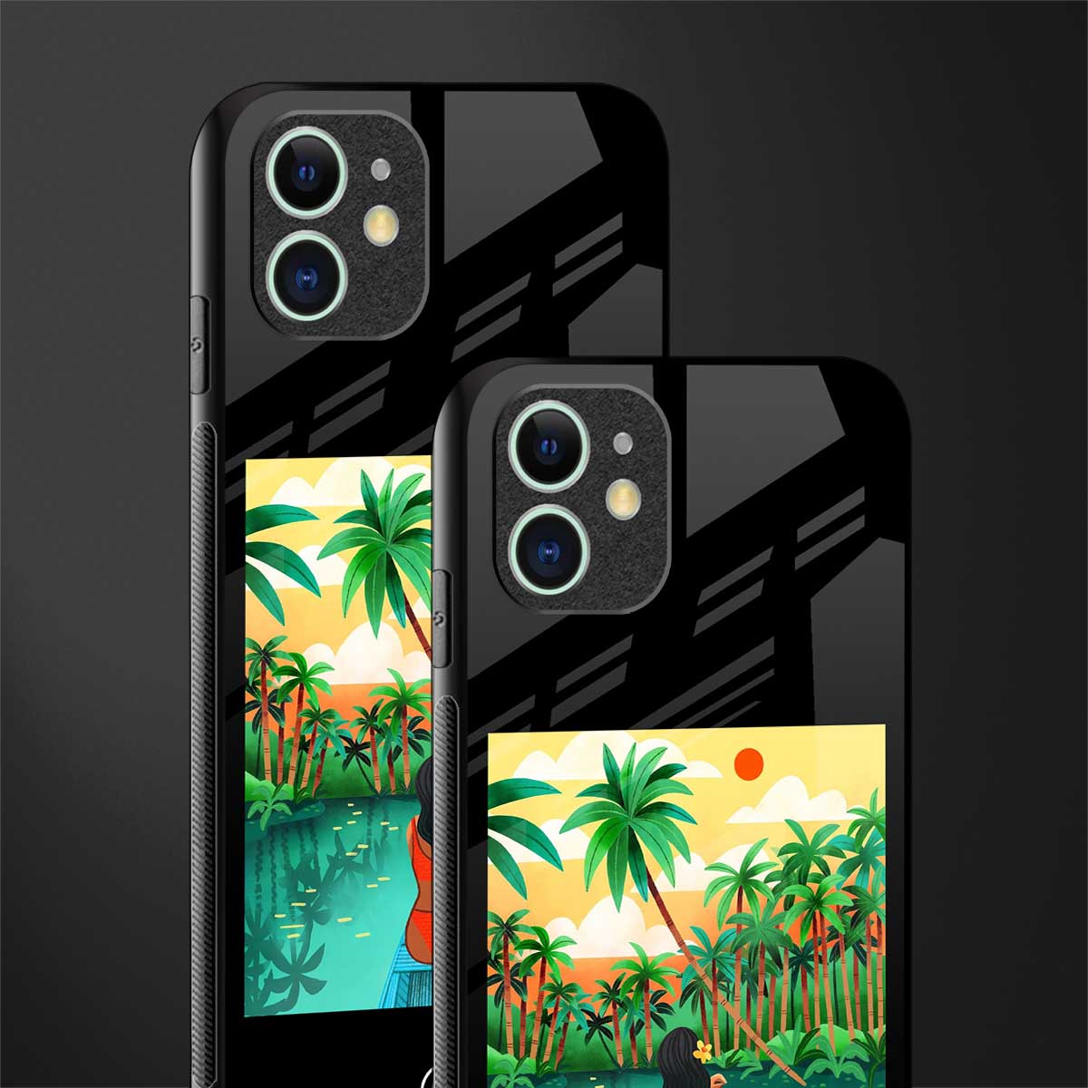 tropical girl glass case for iphone 12 mini image-2
