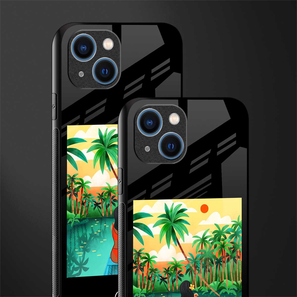tropical girl glass case for iphone 14 plus image-2