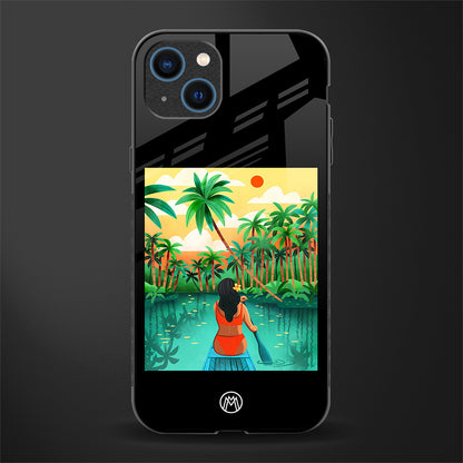 tropical girl glass case for iphone 13 image