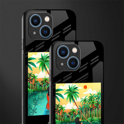 tropical girl glass case for iphone 13 mini image-2