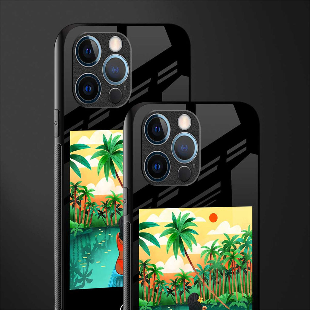tropical girl glass case for iphone 12 pro image-2