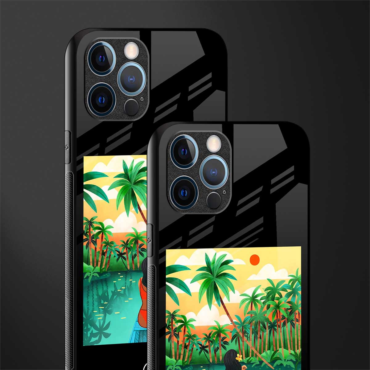 tropical girl glass case for iphone 14 pro max image-2