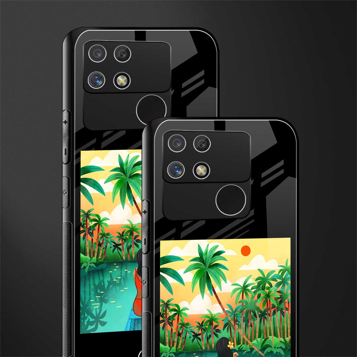 tropical girl back phone cover | glass case for realme narzo 50a