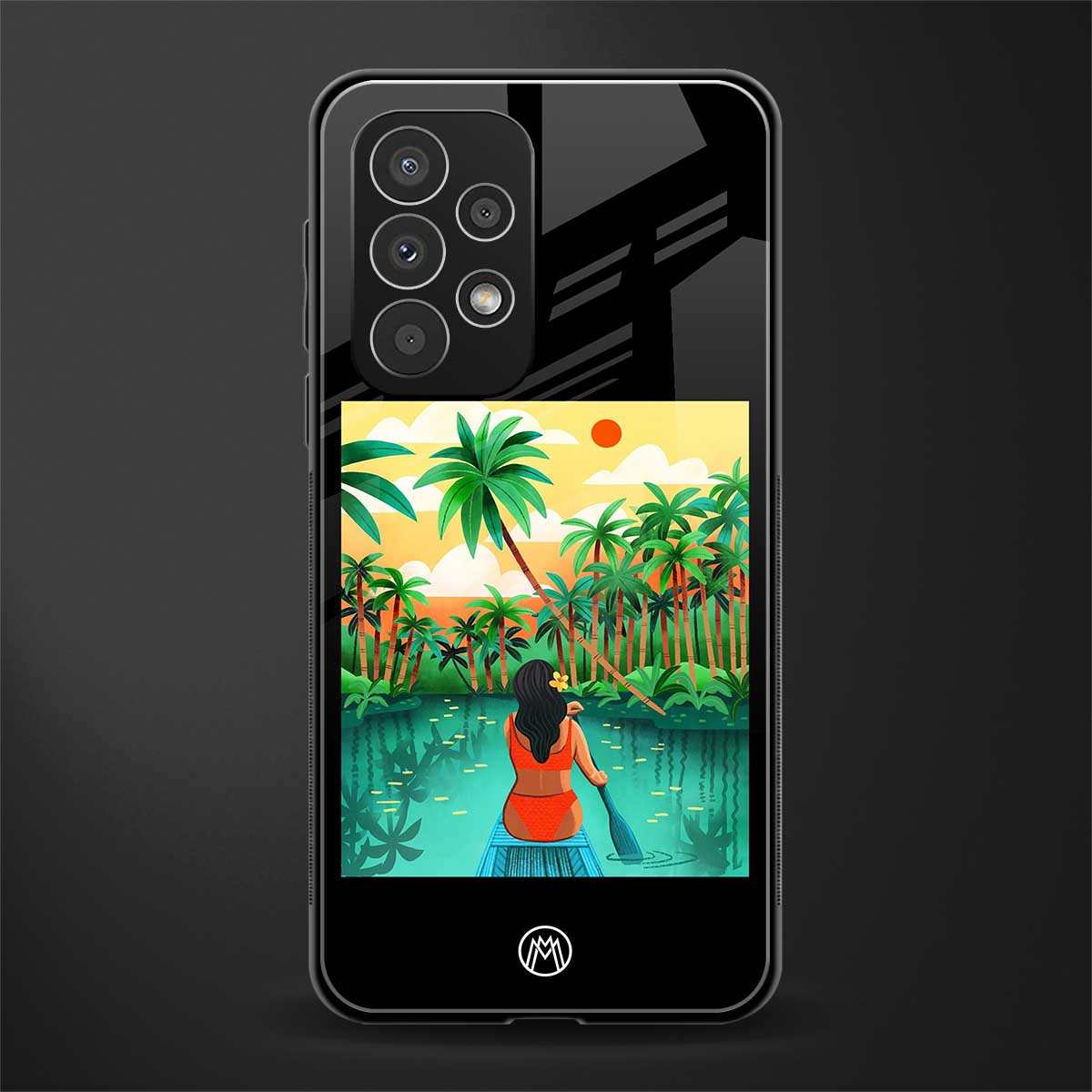 tropical girl back phone cover | glass case for samsung galaxy a73 5g