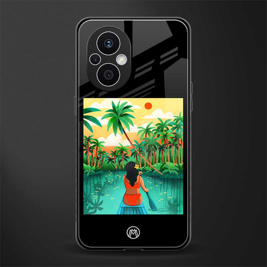 tropical girl back phone cover | glass case for oppo f21 pro 5g