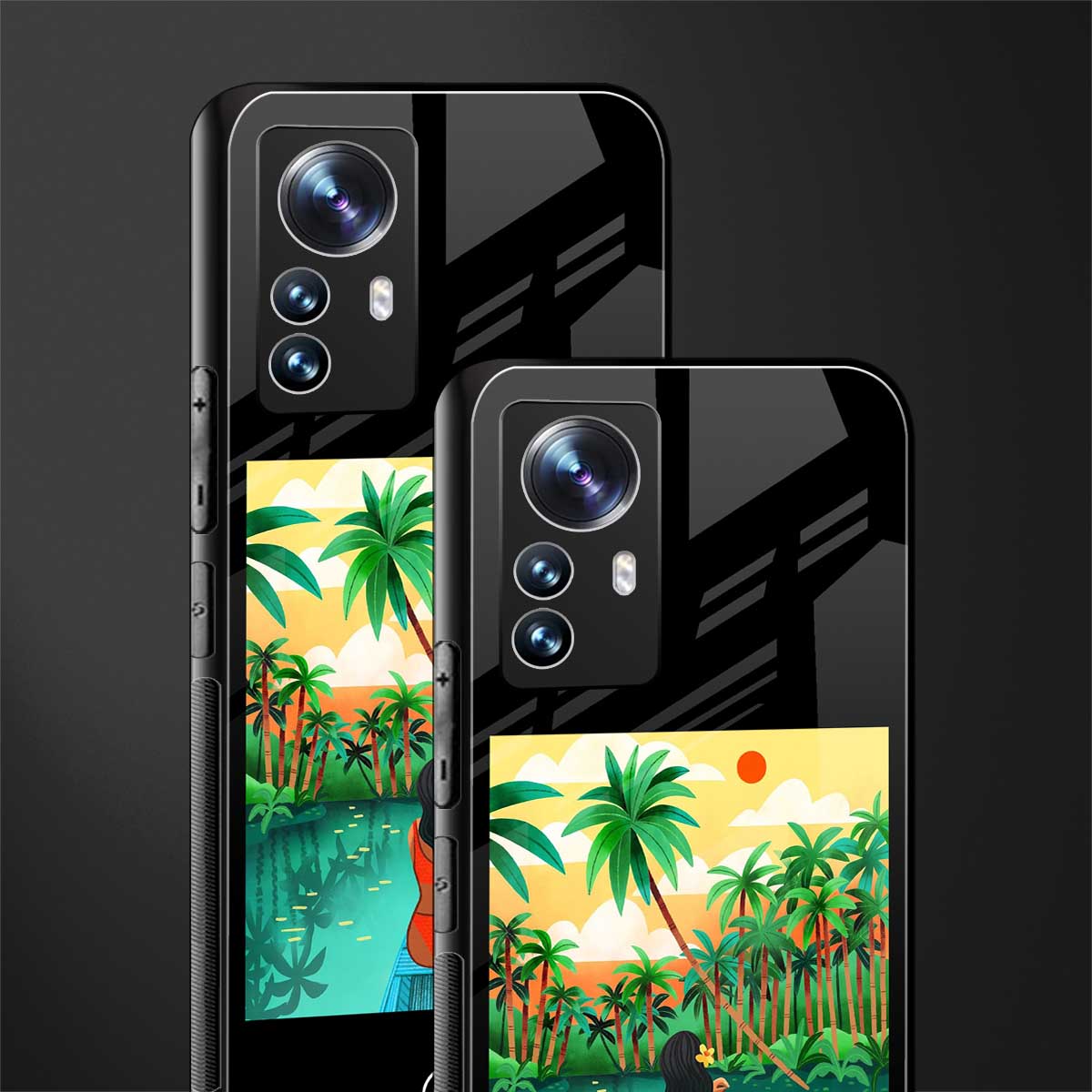 tropical girl back phone cover | glass case for xiaomi 12 pro