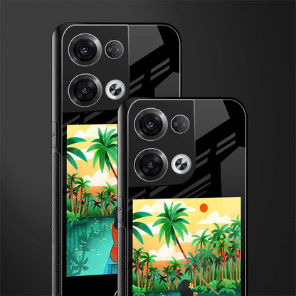 tropical girl back phone cover | glass case for oppo reno 8