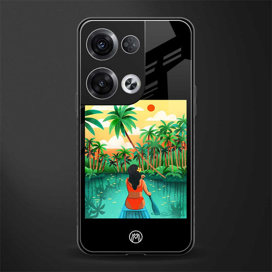tropical girl back phone cover | glass case for oppo reno 8