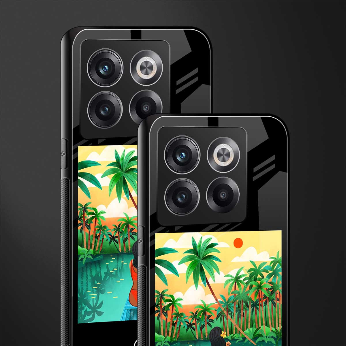 tropical girl back phone cover | glass case for oneplus 10t