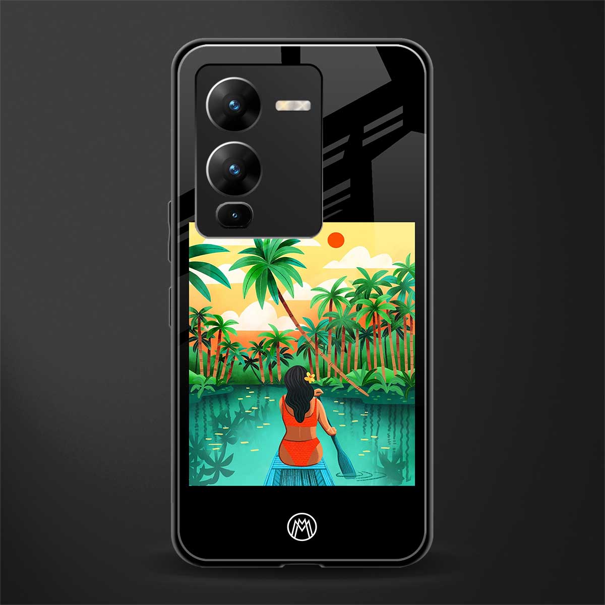 tropical girl back phone cover | glass case for vivo v25 pro 5g