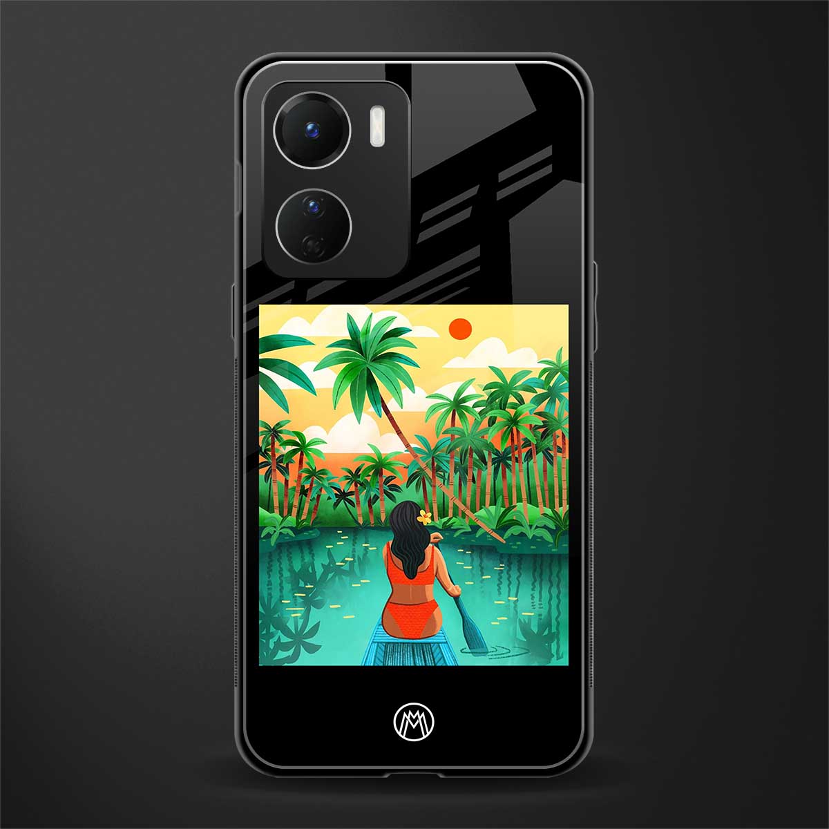 tropical girl back phone cover | glass case for vivo y16