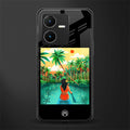 tropical girl back phone cover | glass case for vivo y22