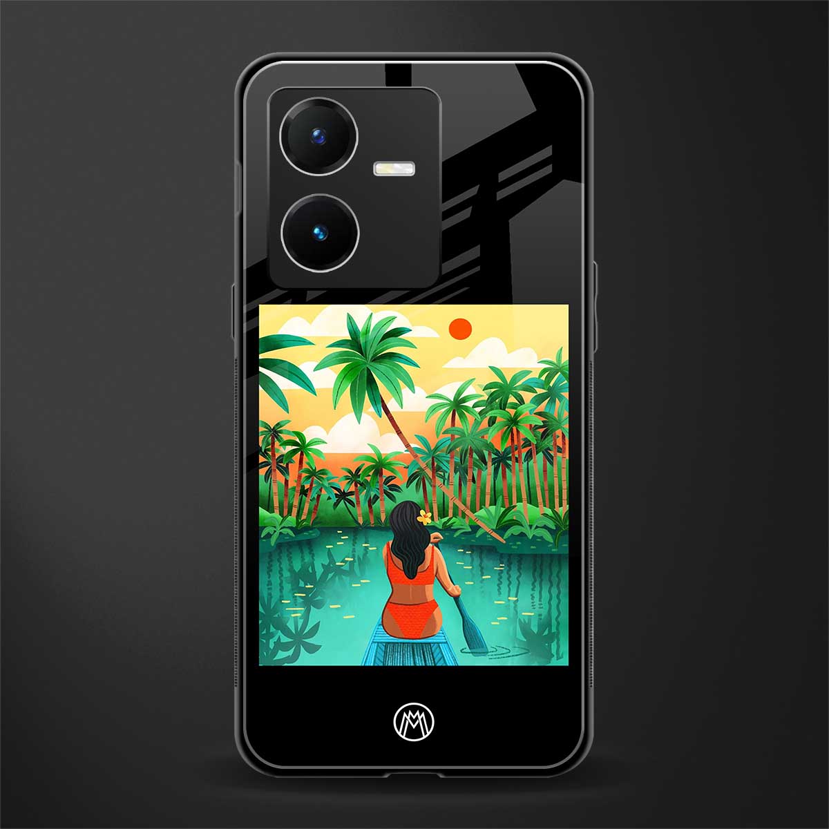 tropical girl back phone cover | glass case for vivo y22