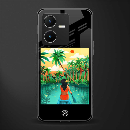 tropical girl back phone cover | glass case for vivo y22