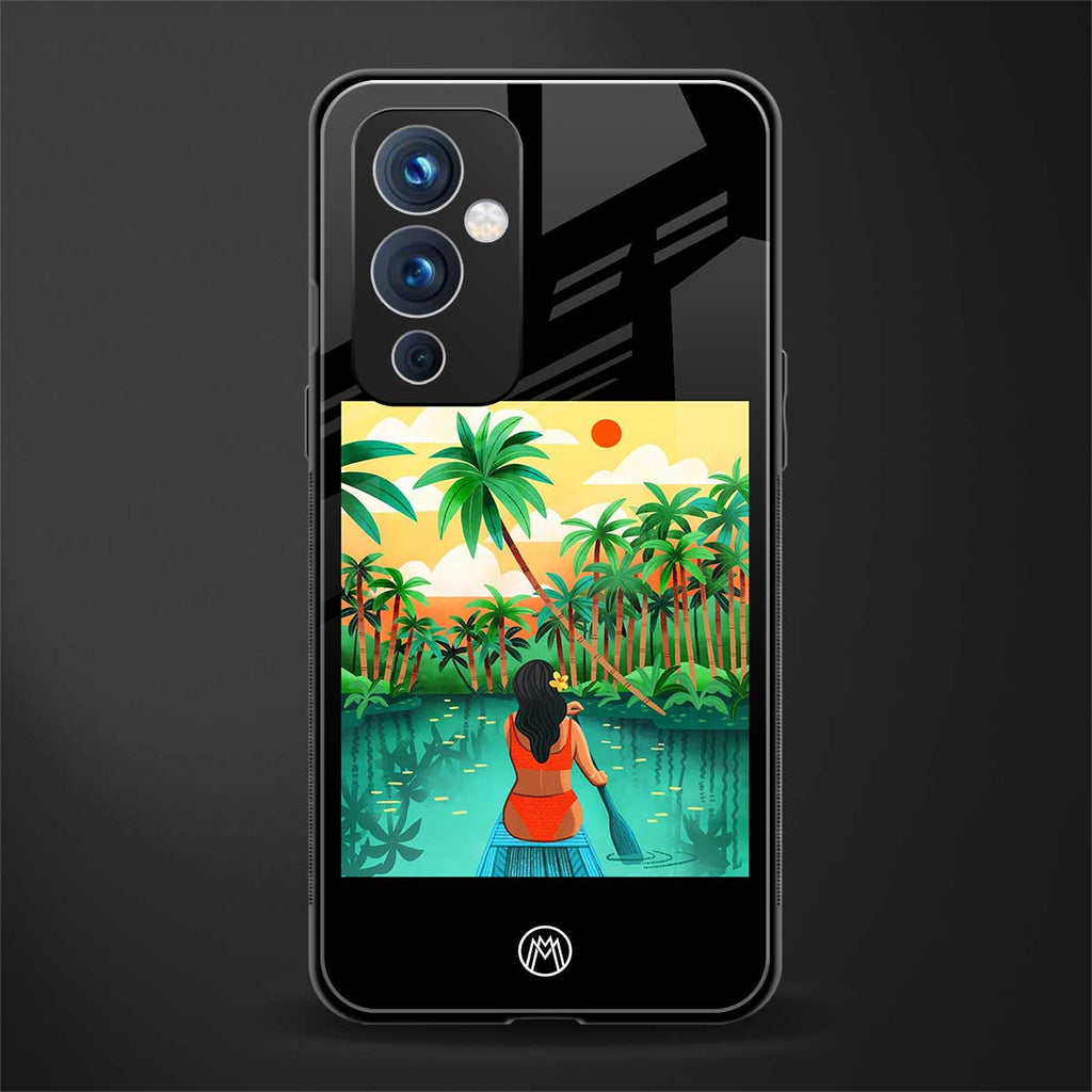 tropical girl back phone cover | glass case for oneplus 9