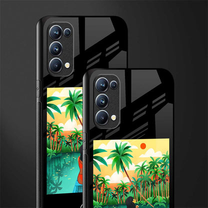 tropical girl back phone cover | glass case for oppo reno 5