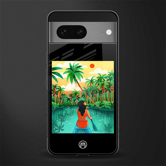 tropical girl back phone cover | glass case for google pixel 7