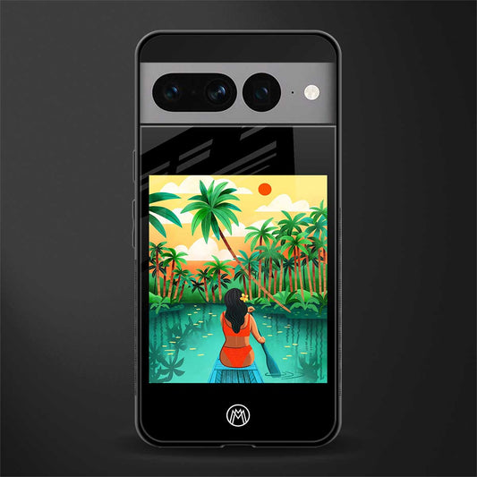 tropical girl back phone cover | glass case for google pixel 7 pro