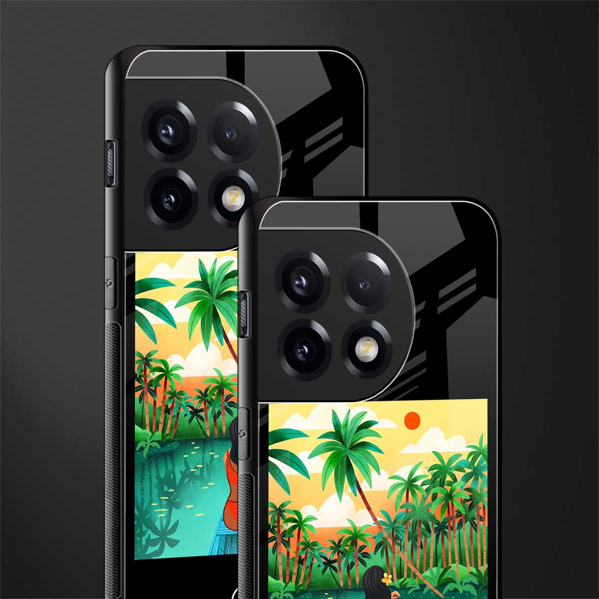 tropical girl back phone cover | glass case for oneplus 11r