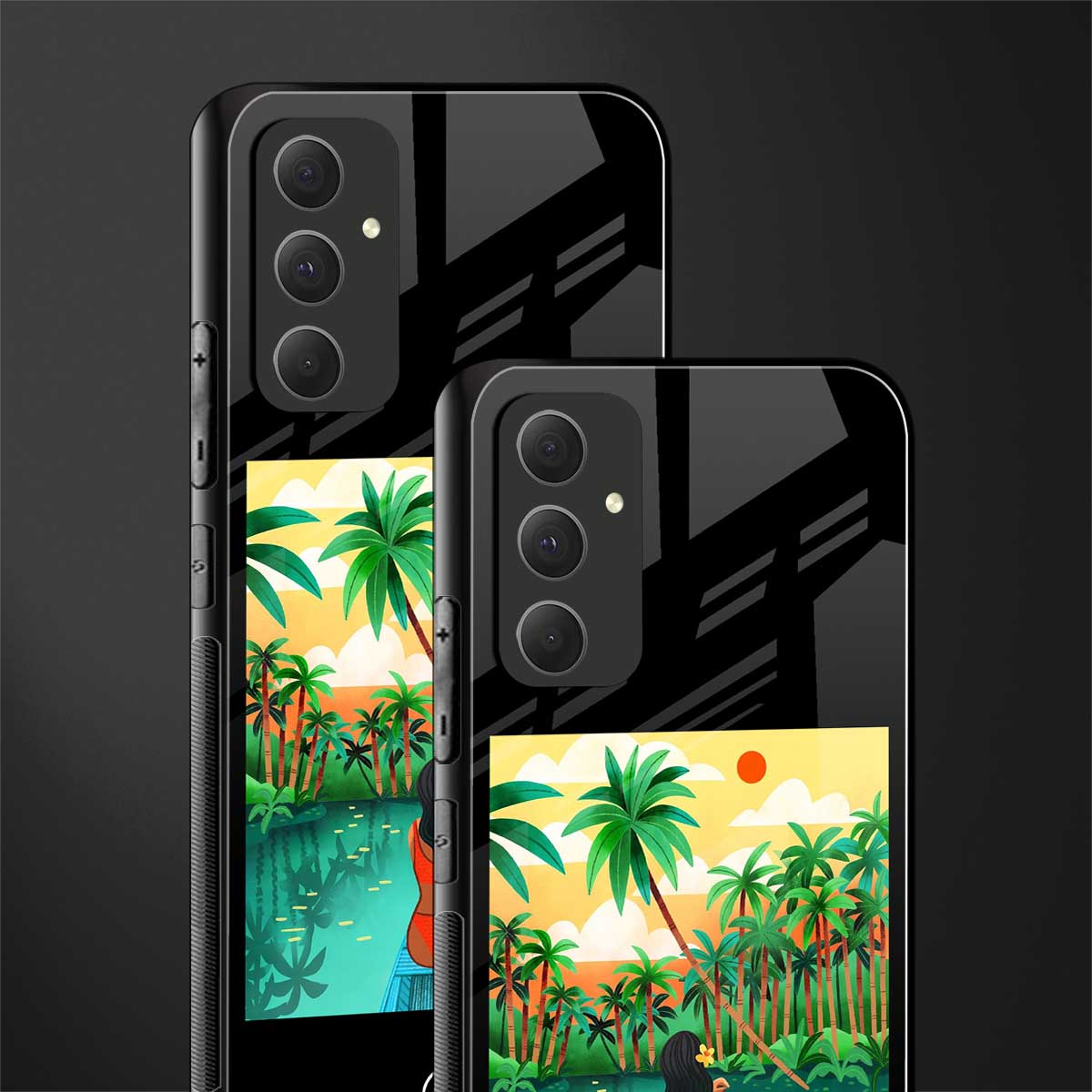 tropical girl back phone cover | glass case for samsung galaxy a54 5g