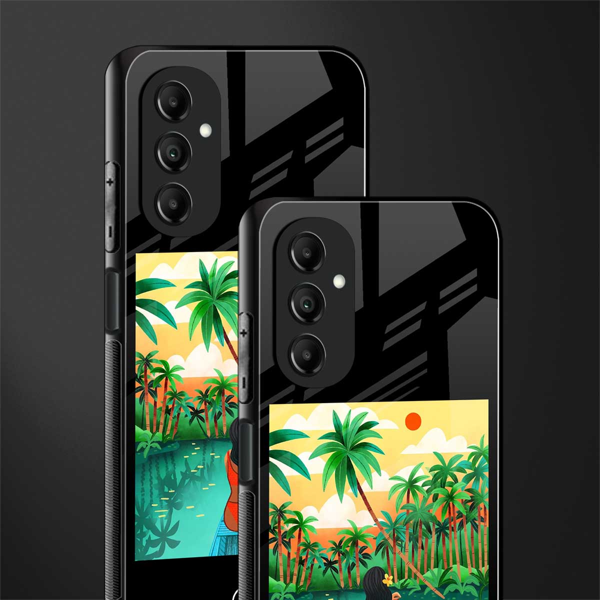 tropical girl back phone cover | glass case for samsung galaxy a14 5g