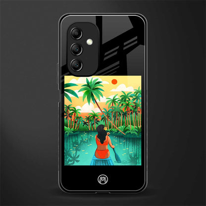 tropical girl back phone cover | glass case for samsung galaxy a14 5g