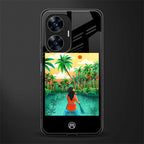 tropical girl back phone cover | glass case for realme c55