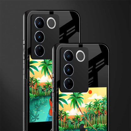 tropical girl back phone cover | glass case for vivo v27 pro 5g