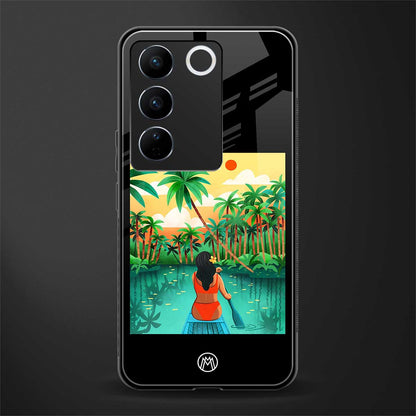 tropical girl back phone cover | glass case for vivo v27 pro 5g